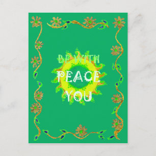 Carte Postale Peace Be With You : Inspirant Vert et Jaune