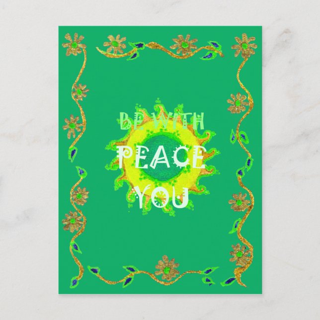 Carte Postale Peace Be With You : Inspirant Vert et Jaune (Devant)