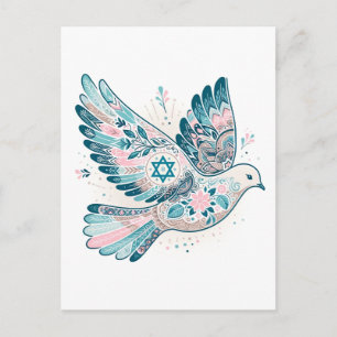 Carte Postale Peace Dove et Star de David Boho