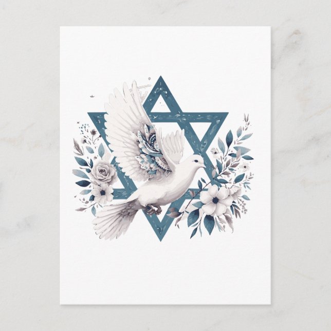 Carte Postale Peace Dove et Star of David Flowers (Devant)