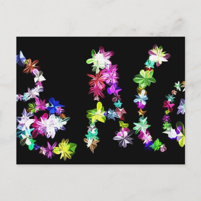 Carte Postale "PEACE" en Fleurs Art Imprimer Personnaliser Produ (Devant)