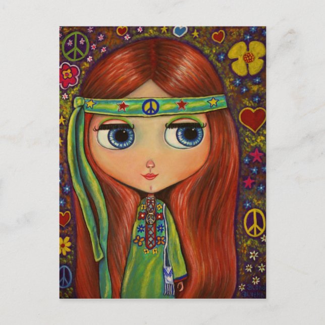 Carte postale Peace Hippie Doll (Devant)