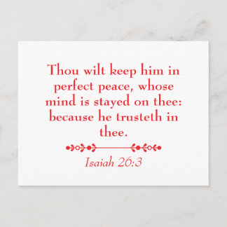 Carte Postale  Peace Isaiah 26:3 Christian Scripture