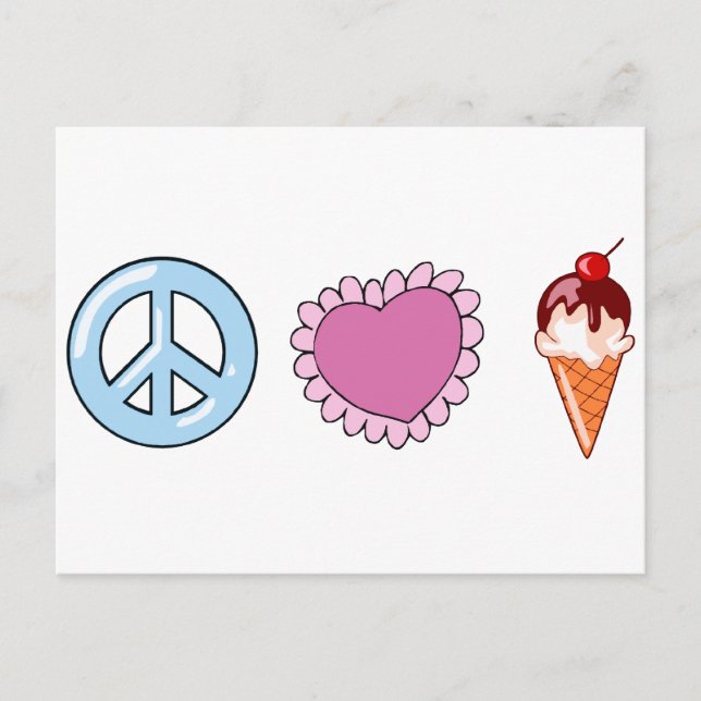 Carte Postale Peace Love and Ice Cream (Devant)