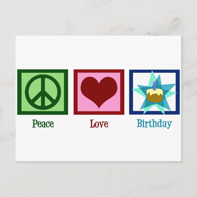 Carte Postale Peace Love Anniversaire (Devant)