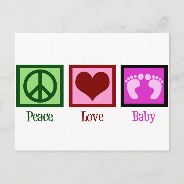 Carte Postale Peace Love Baby Girl (Devant)