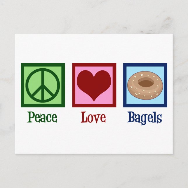 Carte Postale Peace Love Bagels (Devant)