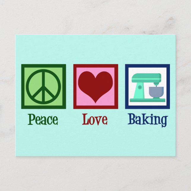 Carte Postale Peace Love Baking (Devant)