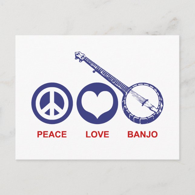 Carte Postale Peace Love Banjo (Devant)