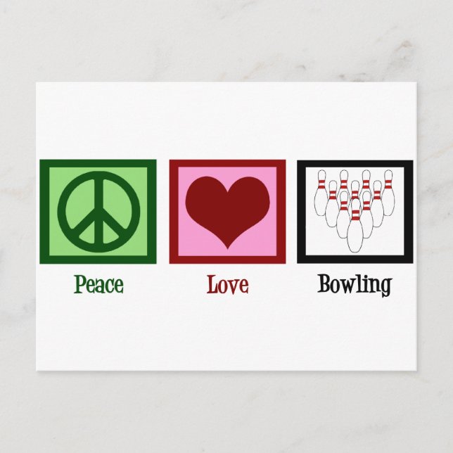 Carte Postale Peace Love Bowling (Devant)