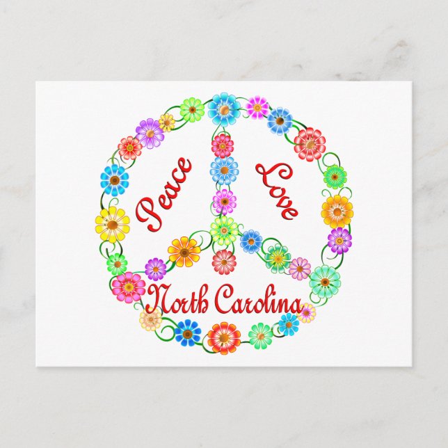 Carte Postale Peace Love Caroline du Nord (Devant)