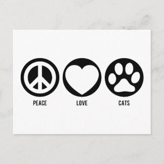 Carte postale Peace Love Cats