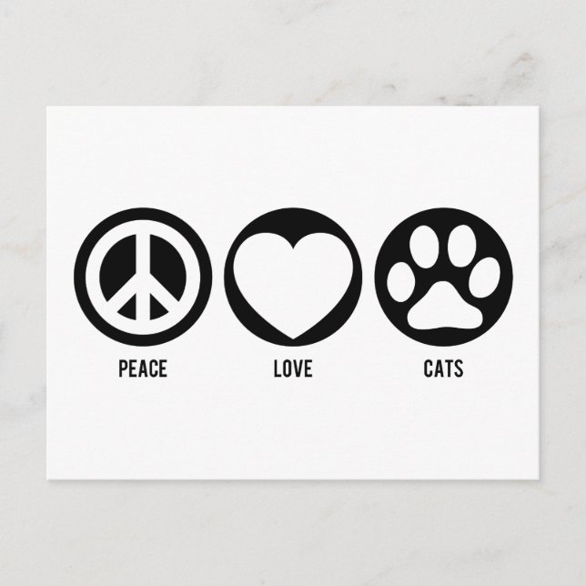 Carte postale Peace Love Cats (Devant)