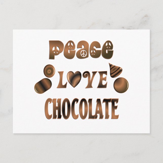 Carte Postale Peace Love Chocolate (Devant)