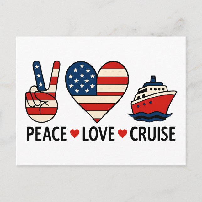 Carte Postale Peace Love Cruise USA Vacances Vibes (Devant)