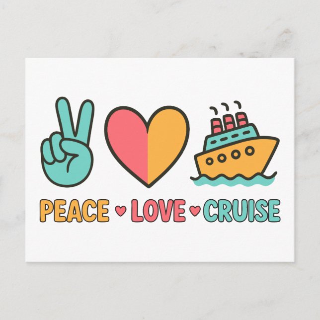 Carte Postale Peace Love Cruise Vacances (Devant)