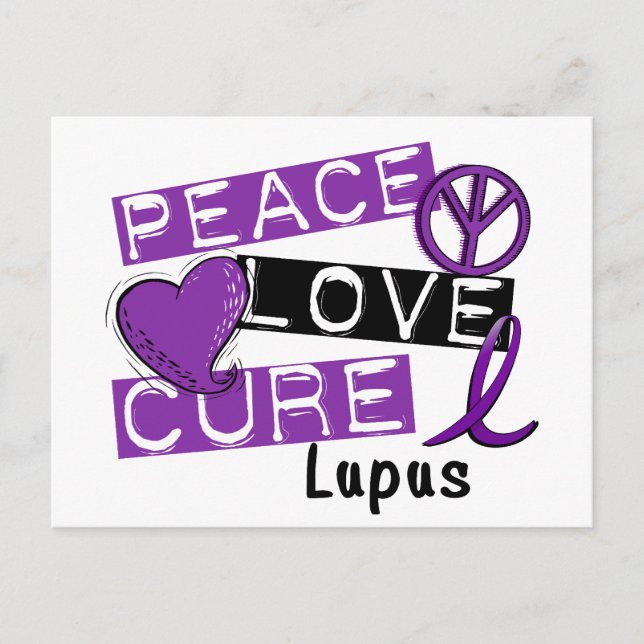 Carte Postale Peace Love Cure Lupus (Devant)