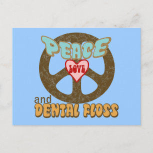 Carte Postale Peace Love Dental Floss Vintage