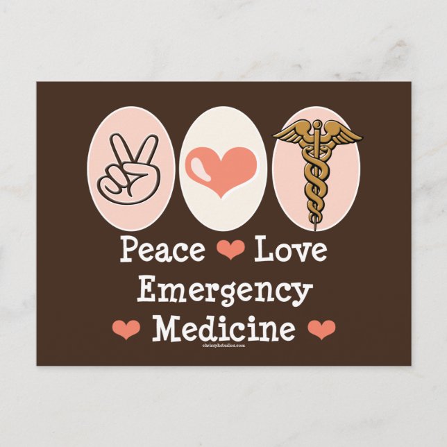 Carte postale Peace Love Emergency Medicine (Devant)
