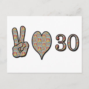 Carte Postale Peace Love et 30