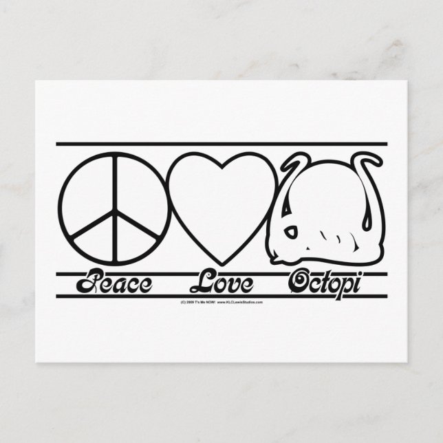 Carte Postale Peace Love et Octopi (Devant)