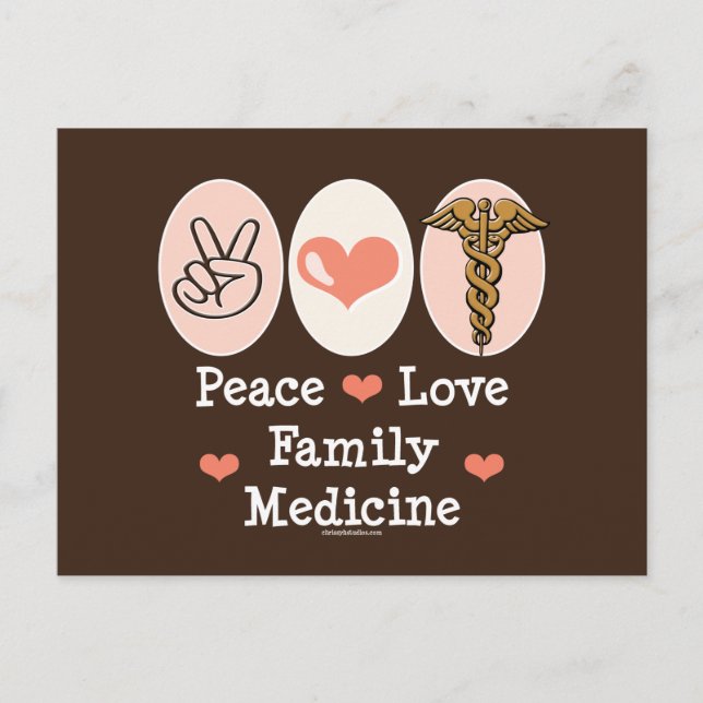Carte postale Peace Love Family Medicine (Devant)