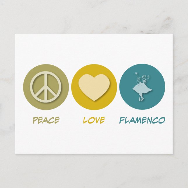 Carte Postale Peace Love Flamenco (Devant)
