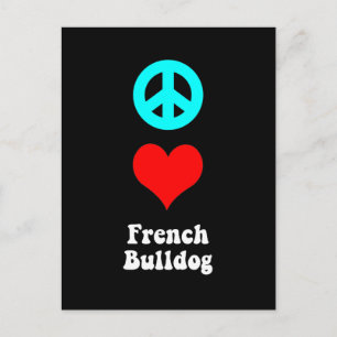 Carte Postale Peace love French Bulldog