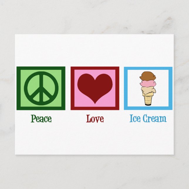 Carte Postale Peace Love Glace Cream (Devant)