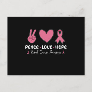 Carte Postale Peace Love Hope Cancer du sein Sensibilisation Sur