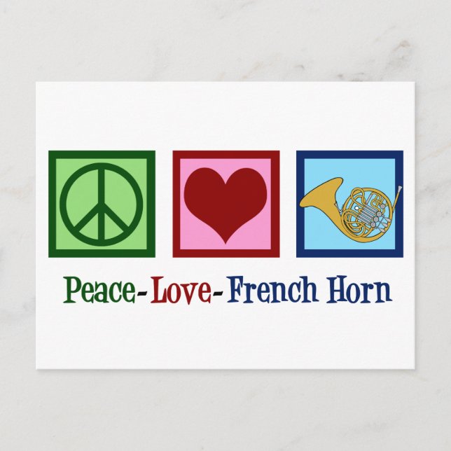 Carte Postale Peace Love Horn (Devant)