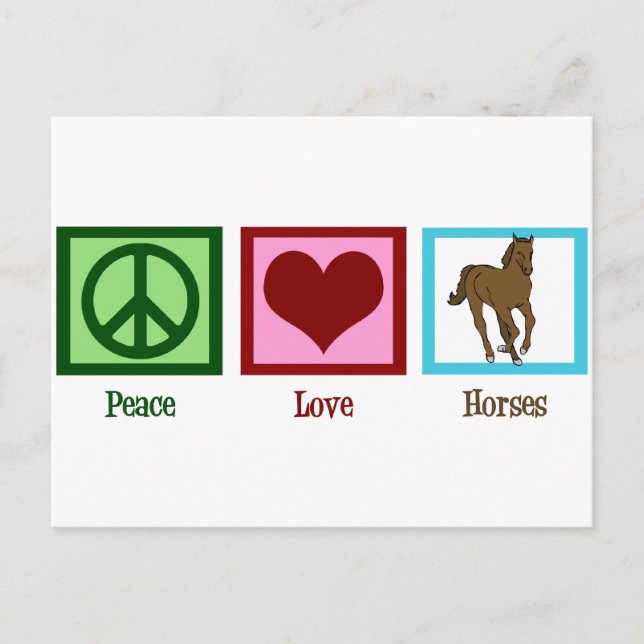 Carte Postale Peace Love Horses (Devant)