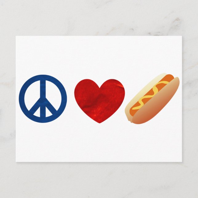 Carte Postale Peace Love Hotdog (Devant)