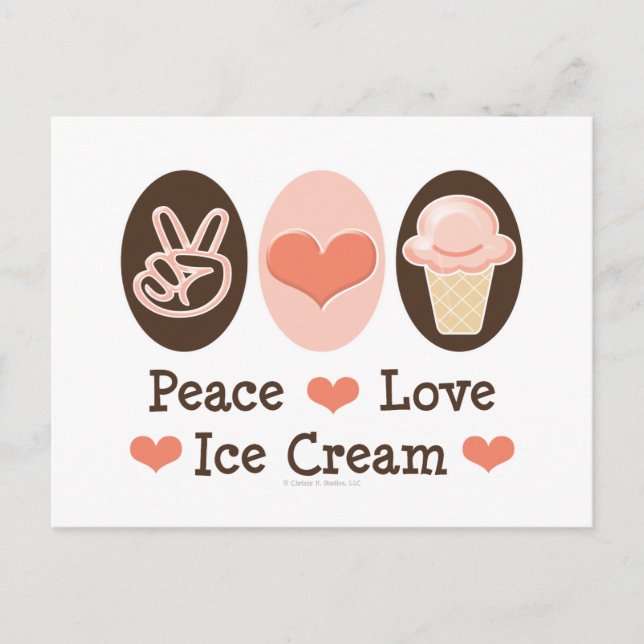 Carte postale Peace Love Ice Cream (Devant)
