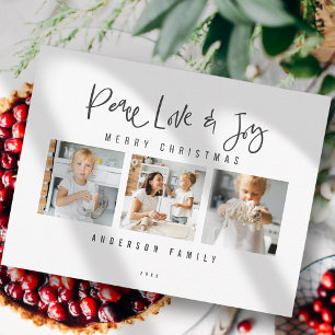 Carte Postale Peace Love & Joy Joyeux voeux de Noël