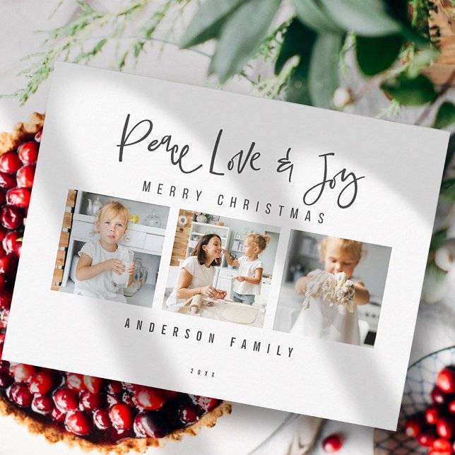 Carte Postale Peace Love & Joy Joyeux voeux de Noël (Créateur téléchargé)