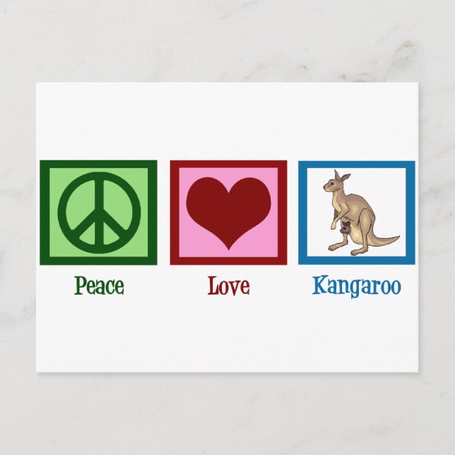 Carte Postale Peace Love Kangaroo (Devant)