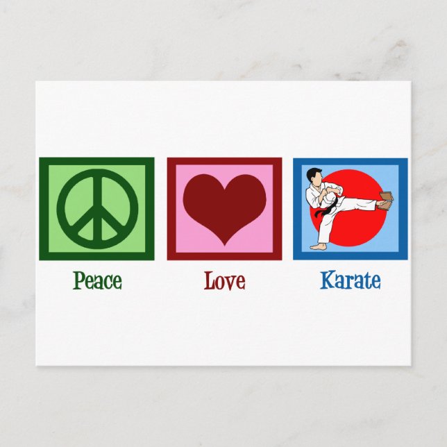Carte Postale Peace Love Karate (Devant)