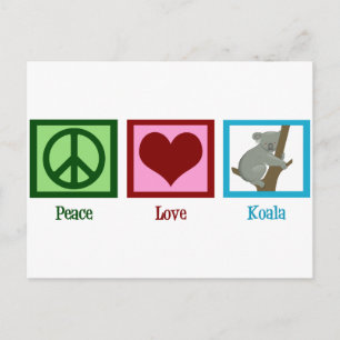 Carte Postale Peace Love Koala Bear