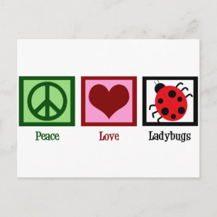 Carte Postale Peace Love Ladybugs