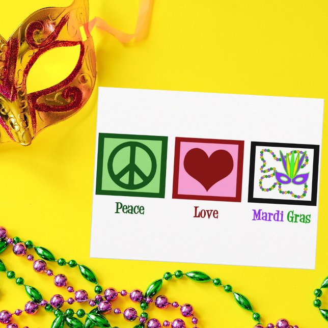 Carte Postale Peace Love Mardi Gras (Créateur téléchargé)
