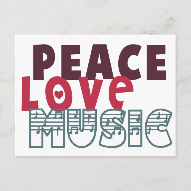 Carte Postale Peace Love Music (Devant)