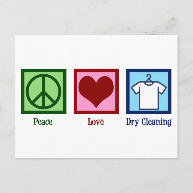 Carte Postale Peace Love Nettoyage à sec (Devant)