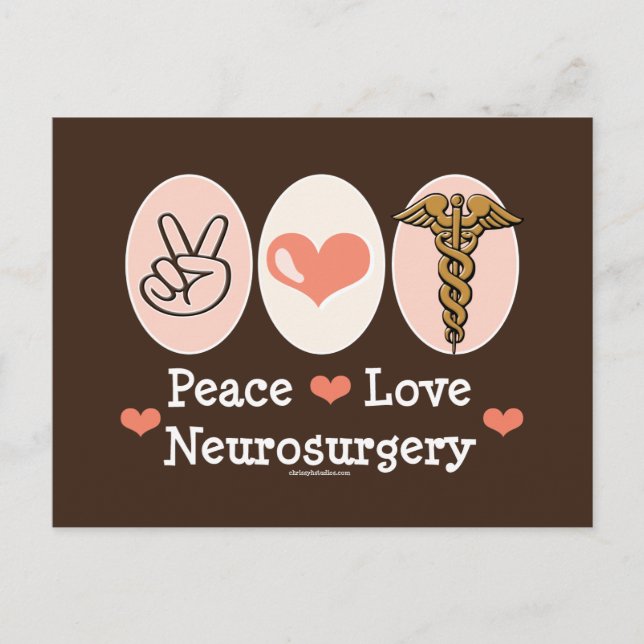 Carte postale Peace Love Neurochirurgie (Devant)