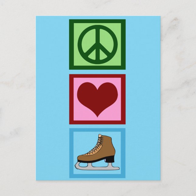 Carte Postale Peace Love Patinage sur glace (Devant)