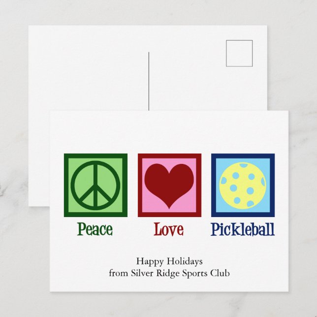 Carte Postale Peace Love Pickleball Cute Custom Holiday (Devant / Derrière)