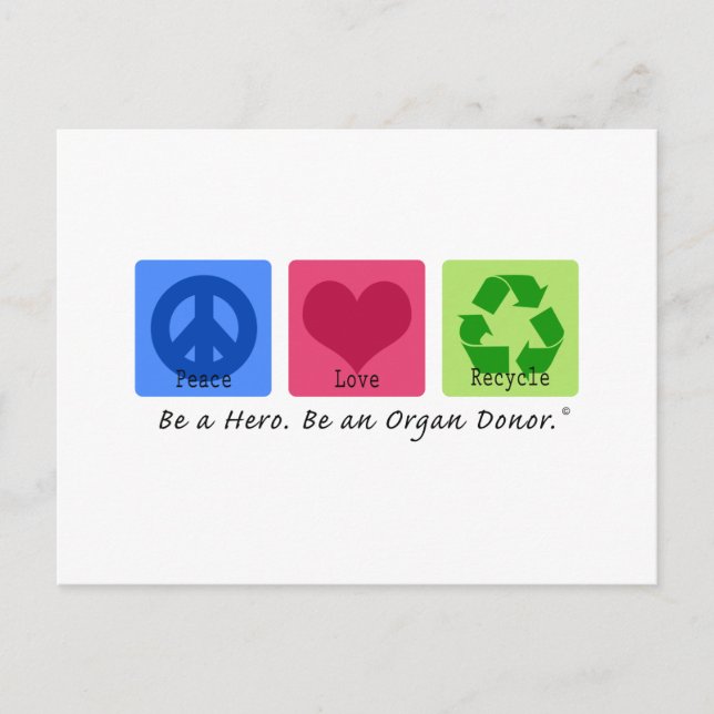 Carte Postale Peace Love Recycle (Devant)