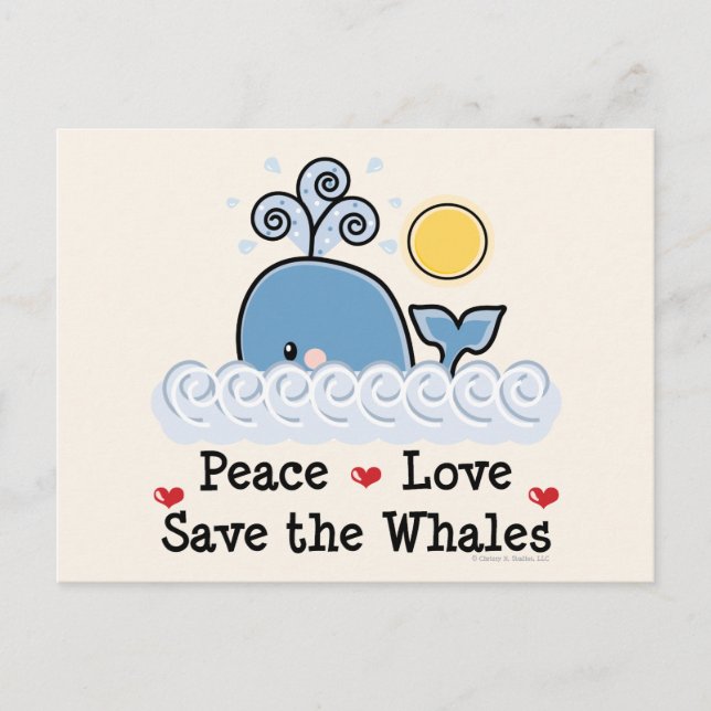 Carte Postale Peace Love Save The Whales Postcard (Devant)