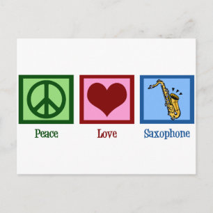 Carte Postale Peace Love Saxophone