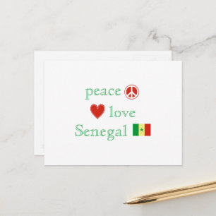 Carte Postale Peace Love Sénégal Coeur et drapeau sénégalais